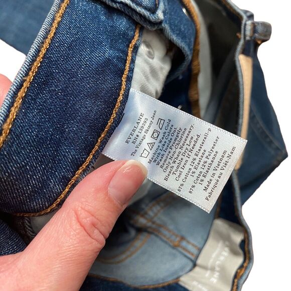 Everlane 25 Vintage Skinny Jean Ankle Raw Hem Button Fly Blue Denim - Picture 4 of 11